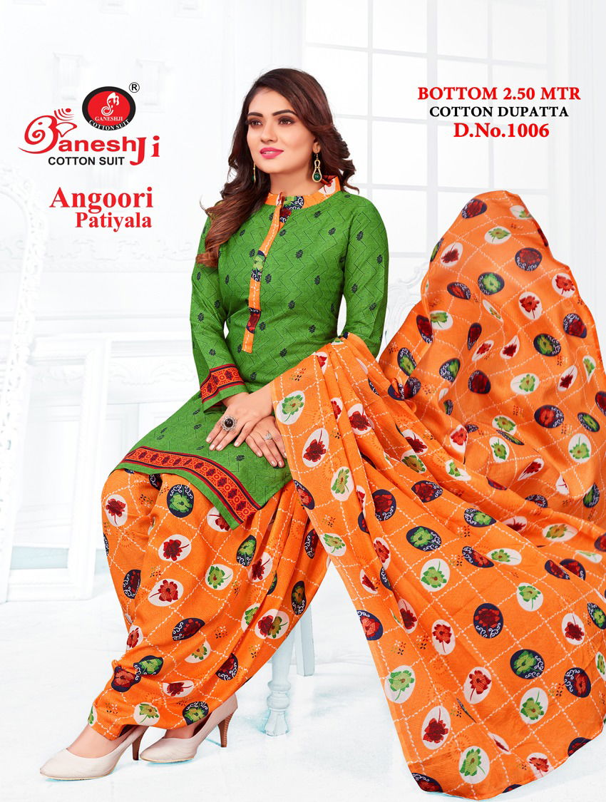 Ganeshji Angoori Patiyala 1 Indo Fancy casual Daily Wear Printed Cotton Dress Material Collection